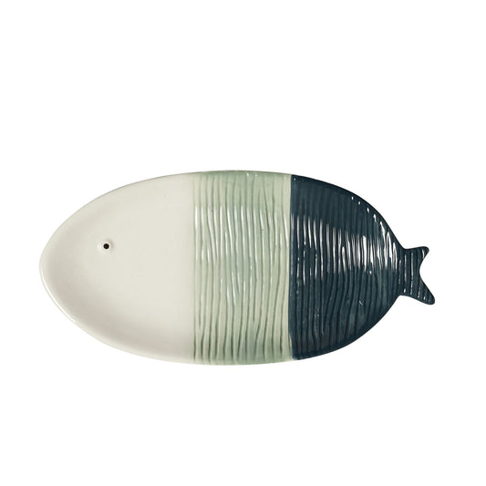 Assiette Plate Poisson Tropical Bleue