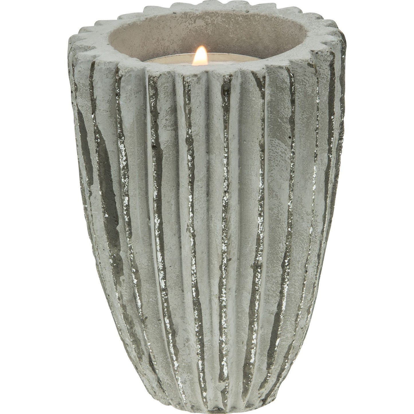 Bougeoir Béton Strié D7.5xH10cm