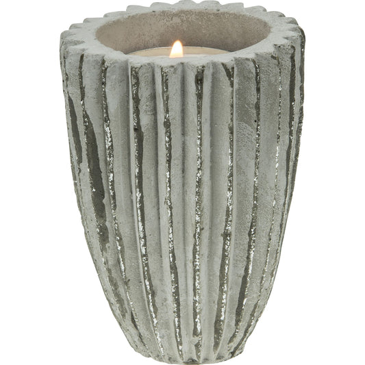 Bougeoir Béton Strié D7.5xH10cm