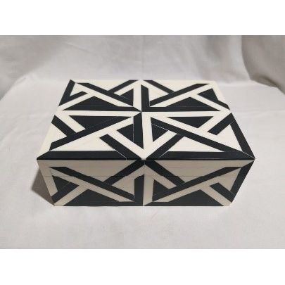 Boîte Jeux Triangles Noir&Blanc Os 15x10xH5cm